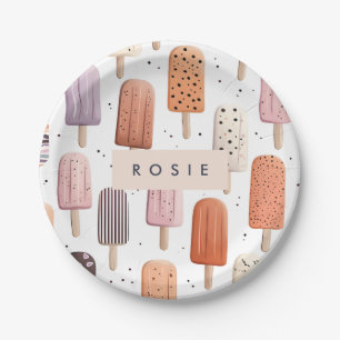 Prato De Papel Padrão de picolé de cor personalizada monograma