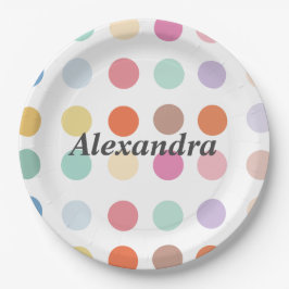 Prato De Papel Padrão de pontos multicolores