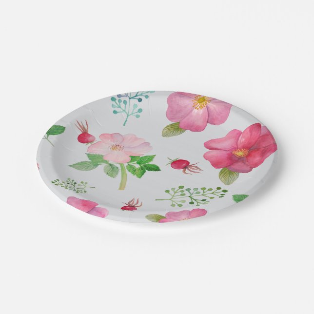 Prato De Papel Padrão de rosa Hip Garden (Inclinado)