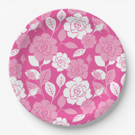 PRATO DE PAPEL PADRÃO DE ROSA (ROSA)