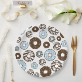 Prato De Papel Padrão De Rosquinhas, Rosquinhas Azuis, Rosquinhas