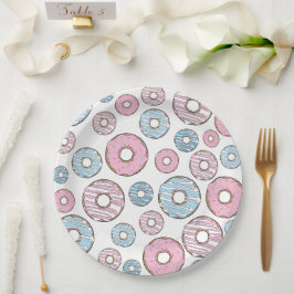Prato De Papel Padrão De Rosquinhas, Rosquinhas Rosa, Rosquinhas 