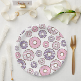 Prato De Papel Padrão De Rosquinhas, Rosquinhas Rosa, Rosquinhas 