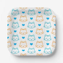 Padrão de rosto de gato laranja turquesa de 18 cm 