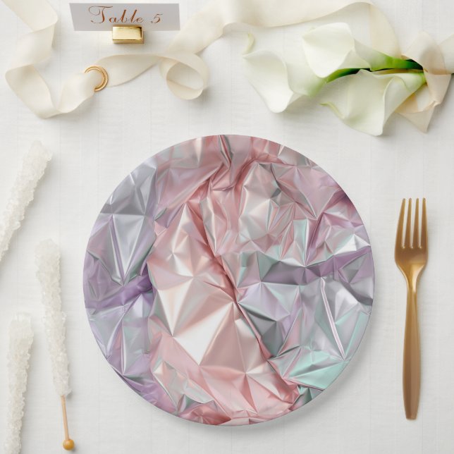Prato De Papel Padrão de Ruga de Folha (Casamento)