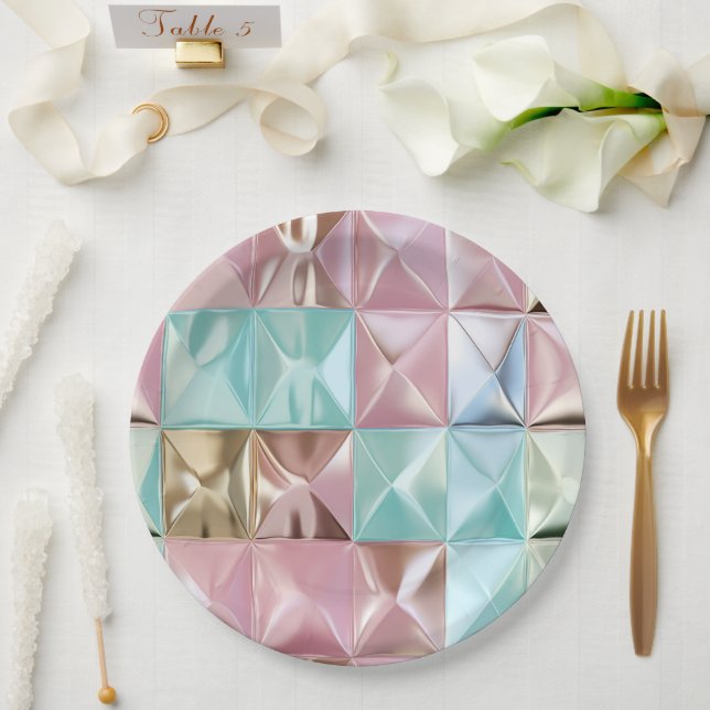 Prato De Papel Padrão de Ruga de Folha (Casamento)
