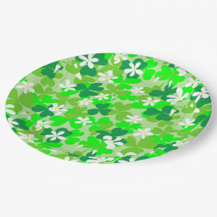 Prato De Papel Padrão de Shamrocks de Dia de São Patrício