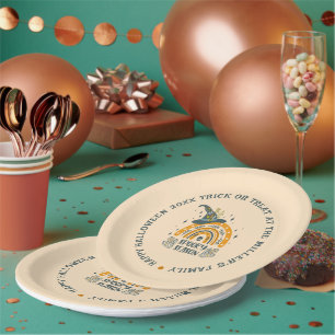 Prato De Papel Padrão de símbolos de Dia das Bruxas