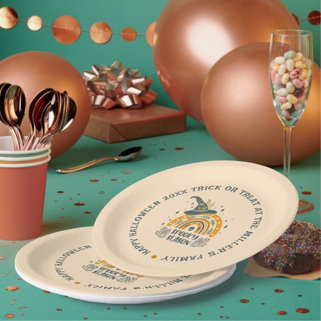 Prato De Papel Padrão de símbolos de Dia das Bruxas (Múltiplo)