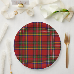 Prato De Papel Padrão de Simetria de Xadrez Real Stewart Tartan 