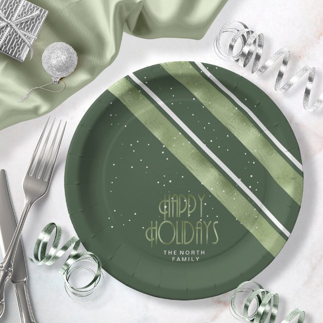 Prato De Papel Padrão de Stripe de Natal Verde/Branco ID862 (Criador carregado)