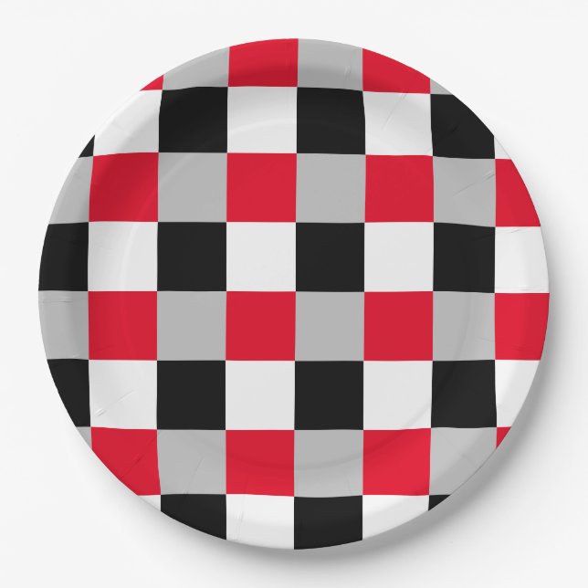 Prato De Papel Padrão de tabuleiro de xadrez editável (Frente)