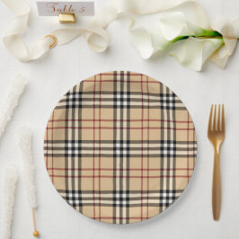 Prato De Papel Padrão de Tartan escocês