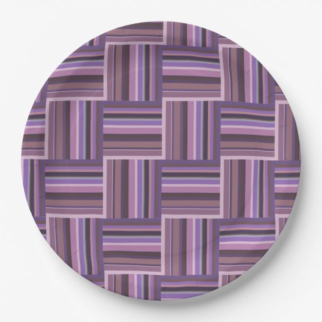 Prato De Papel Padrão de tecelagem de faixas de Mauve (Frente)