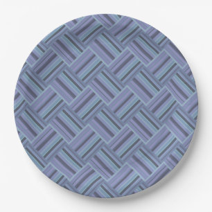 Prato De Papel Padrão de tecelagem diagonal de cinza azul
