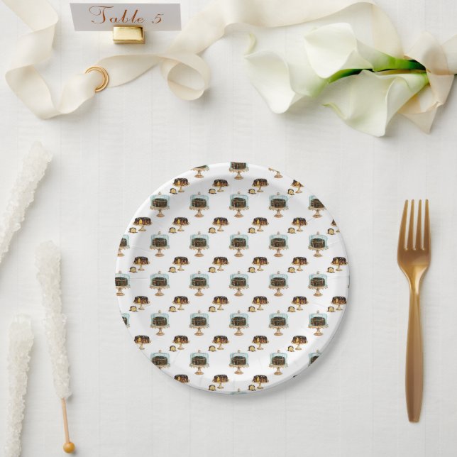 Prato De Papel Padrão de Tempo de Chocolate (Casamento)
