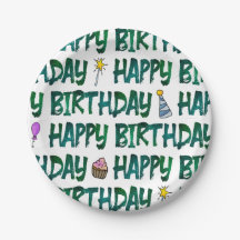 Padrão de texto de aniversário verde vibrante