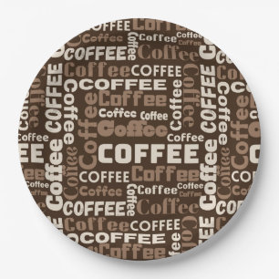 Prato De Papel Padrão de Tipografia de Café Vintage (1)