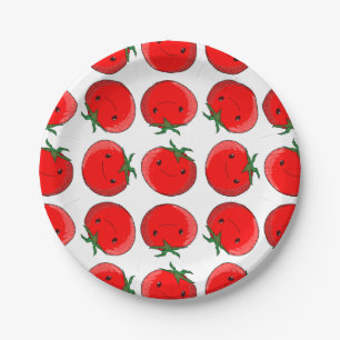 Prato De Papel Padrão de tomate de cartoon bonito