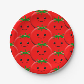 Prato De Papel Padrão de tomate vermelho
