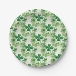 Prato De Papel Padrão de Trevo de Shamrock Verde no Dia de São Pa