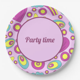 Prato De Papel Padrão de Verão de cor roxa das Vibes, de 70 anos