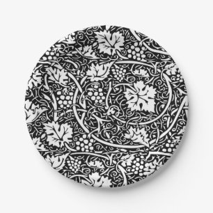 Prato De Papel Padrão de videira preta e branca de William Morris