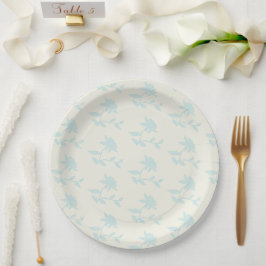 Prato De Papel Padrão De Vintage Floral Light Blue E Cream
