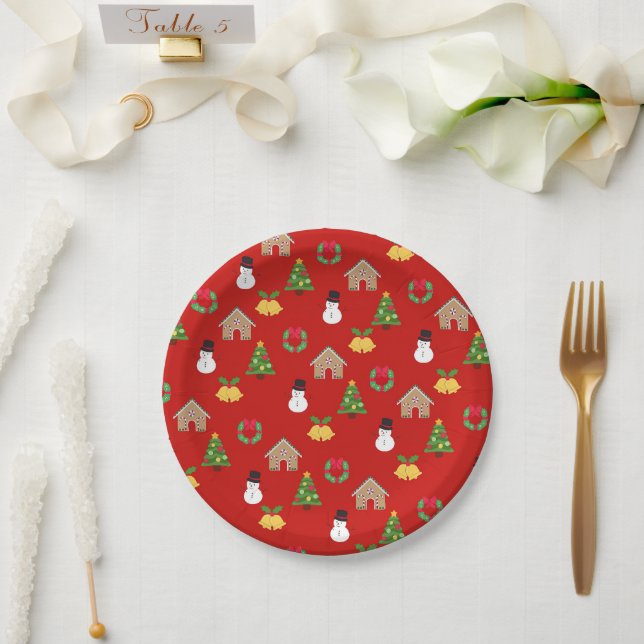 Prato De Papel padrão de wallpaper de natal de natal dons de fund (Casamento)