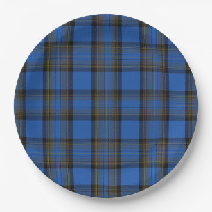 Prato De Papel  Padrão de Xadrez de Skye Blue Tartan