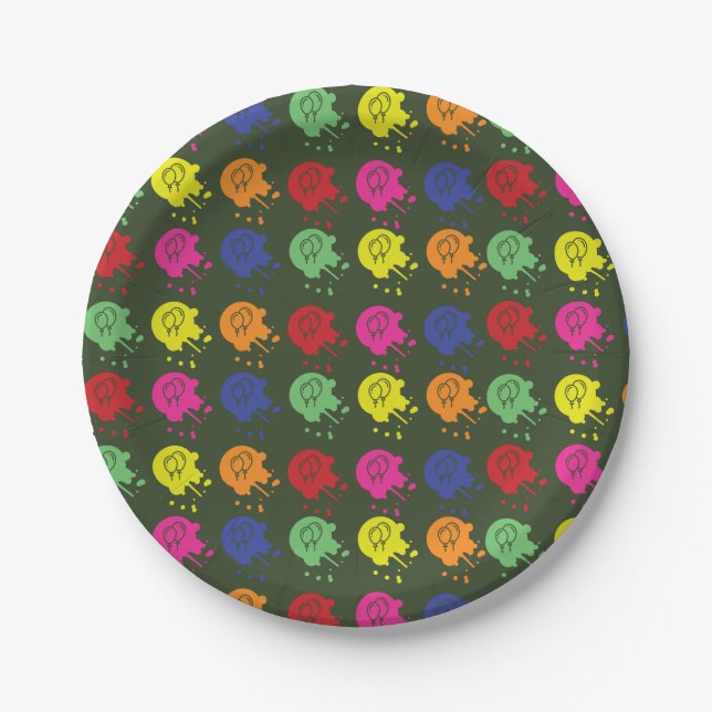 Prato De Papel Padrão do Balão do Partido de Paintball Verde do E (Frente)