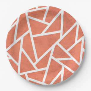 Prato De Papel Padrão do mosaico laranja mandarino