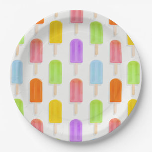 Prato De Papel Padrão do Rainbow Popsicles de Verão