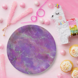 Prato De Papel Padrão Elegante rosa, roxo e prata do mármore