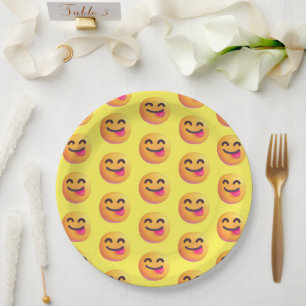 Prato De Papel Padrão Emoji de Comida de Poupança de Cores Person