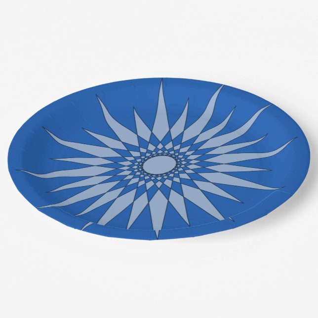 Prato de Papel - Padrão Estrela em Azul (Inclinado)