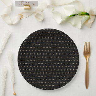 Prato De Papel Padrão estrelado elegante preto moderno e Dourado