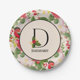 Prato De Papel Padrão Falioso Monograma Inicial De Papel D Pl