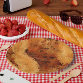 Prato De Papel Padrão Falso de Burel de Noz