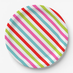 Prato De Papel Padrão Festivo – Listras de Férias Retrô