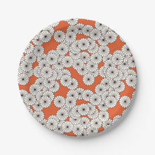 Prato De Papel Padrão floral Art Deco - creme em ferrugem