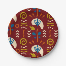 Padrão Floral Boho de Verão Étnico Vermelho