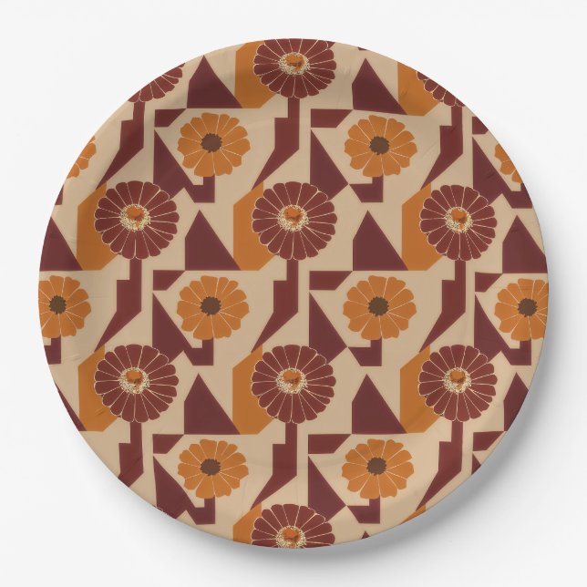Prato De Papel Padrão Floral Botânico de Outono Boho (Frente)