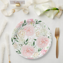 Padrão Floral de Aquarela com Peônia de Rosa Suave