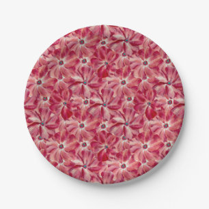 Prato De Papel Padrão Floral de Aquarela Vermelha Moderna