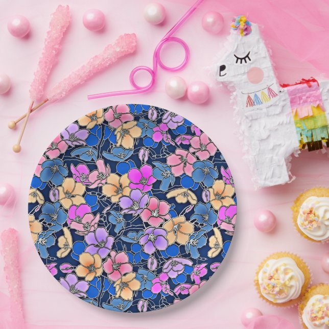 Prato De Papel Padrão Floral Estilista 46 (Festa)