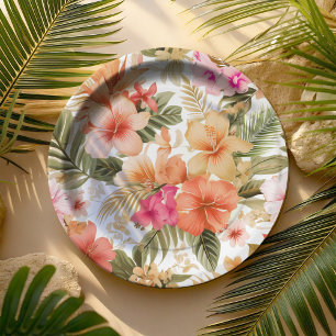Prato De Papel Padrão Floral Havaiano Colorido ID1092