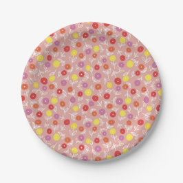 Prato De Papel Padrão floral moderno rosa Boho