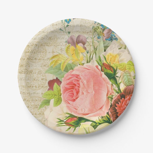 Prato De Papel Padrão Floral Pastel Feminino (Frente)