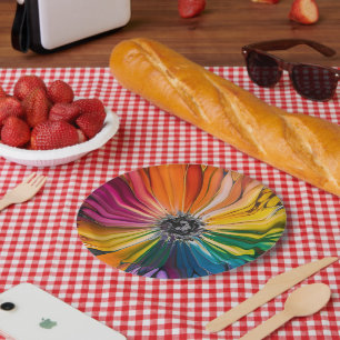 Prato De Papel Padrão Floral Primavera de Aquarela Artística